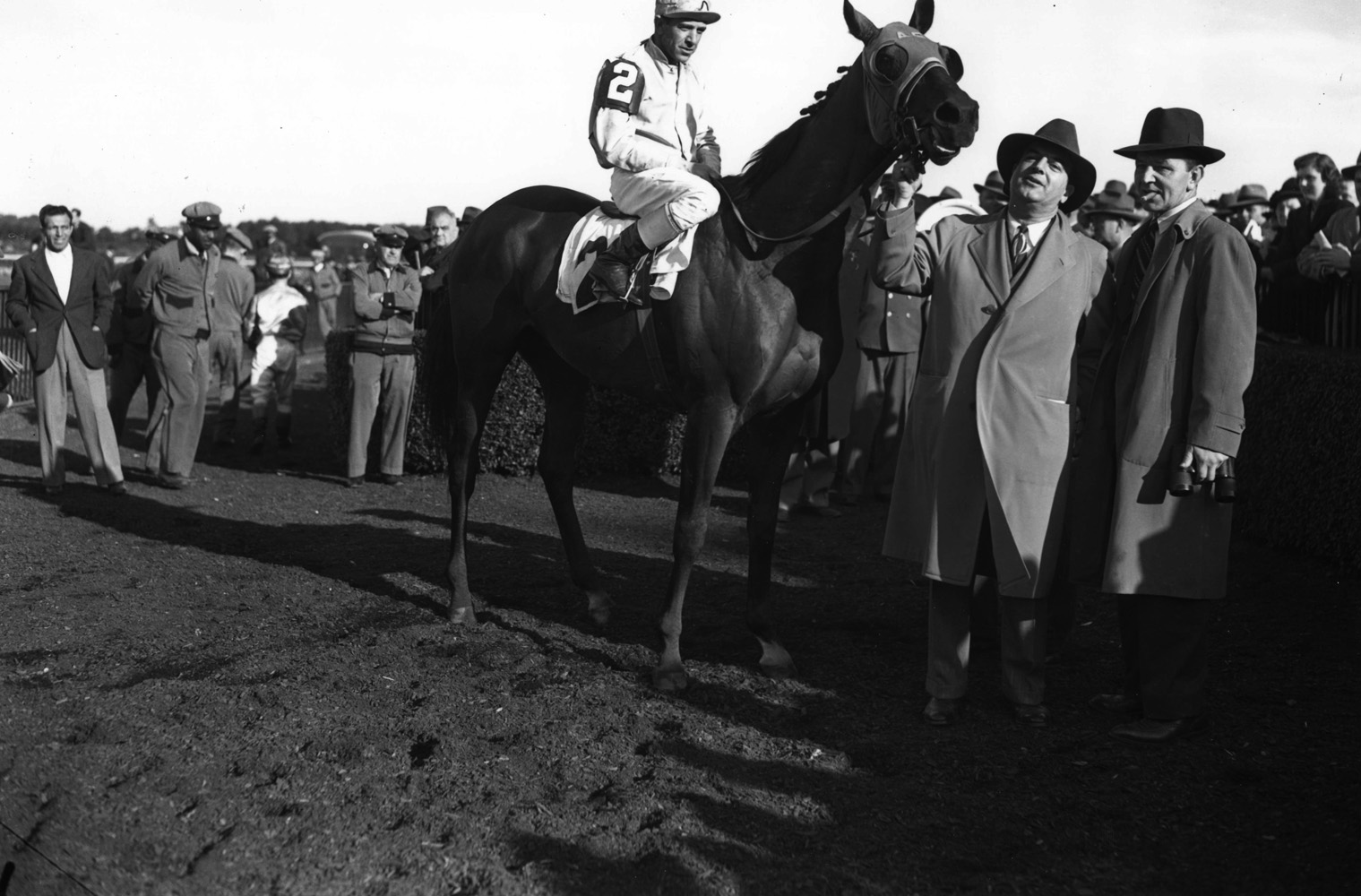Alsab with George Woolf up in the winner's circle (Keeneland Library Morgan Collection/Museum Collection)
