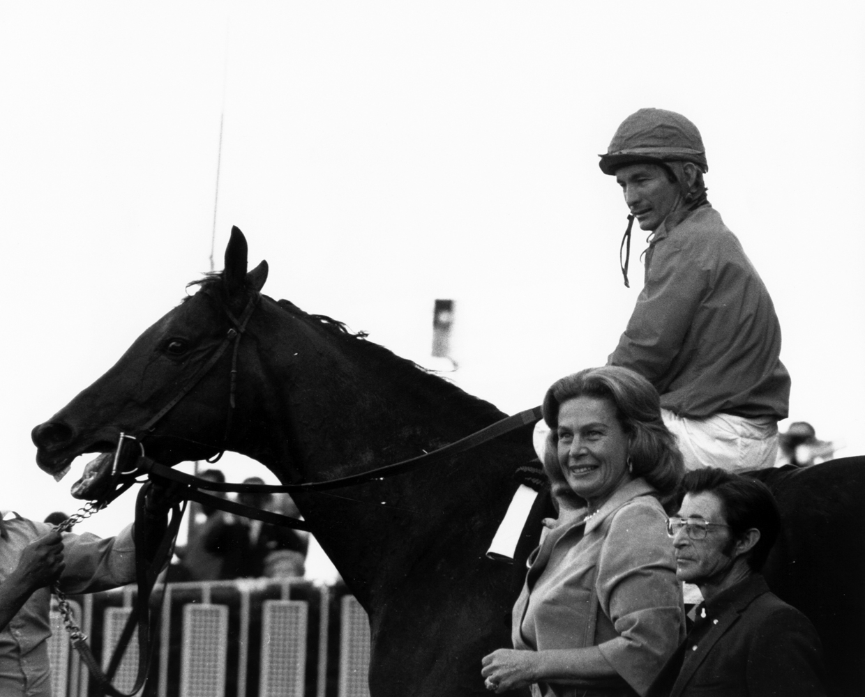 Cougar II (Bill Shoemaker up) in the winner's circle for the 1973 Century Handicap (Bill Mochon/Museum Collection)
