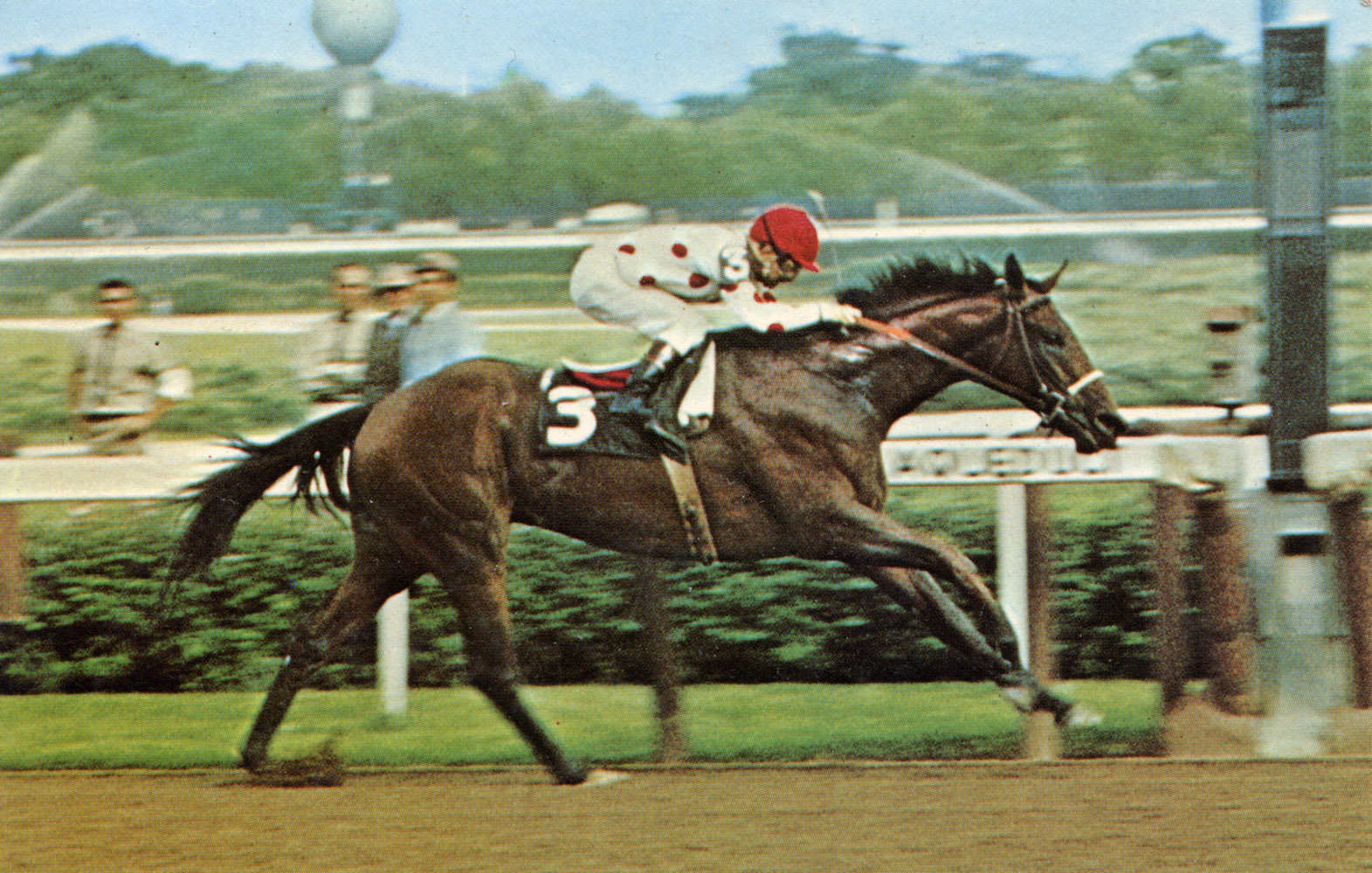 Postcard depicting Damascus winning the 1967 Aqueduct Stakes (Paul-Art Press, Inc./Museum Collection)