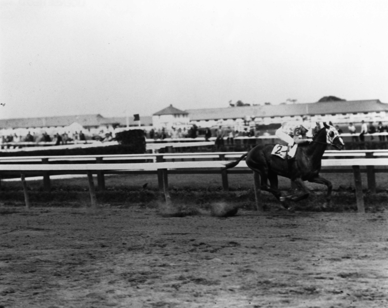 Discovery (John Bejshak up) winning the 1935 Brooklyn Handicap at Aqueduct (Keeneland Library Cook Collection/Museum Collection)