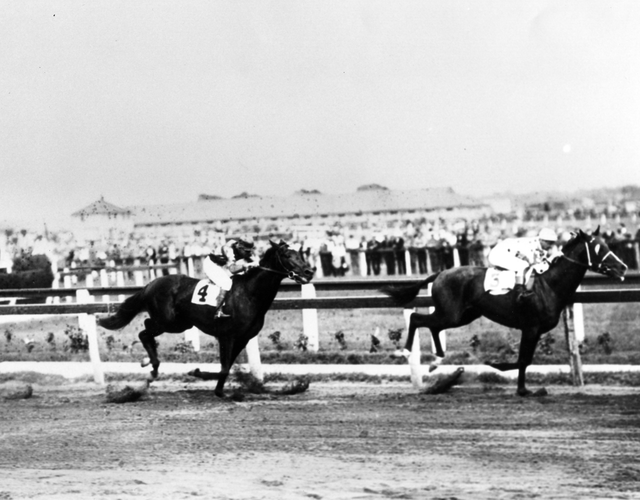 Gallant Fox (Earl Sande up) winning the 1930 Dwyer Stakes at Aqueduct, his first race after becoming a Triple Crown winner (Keeneland Library Cook Collection/Museum Collection)