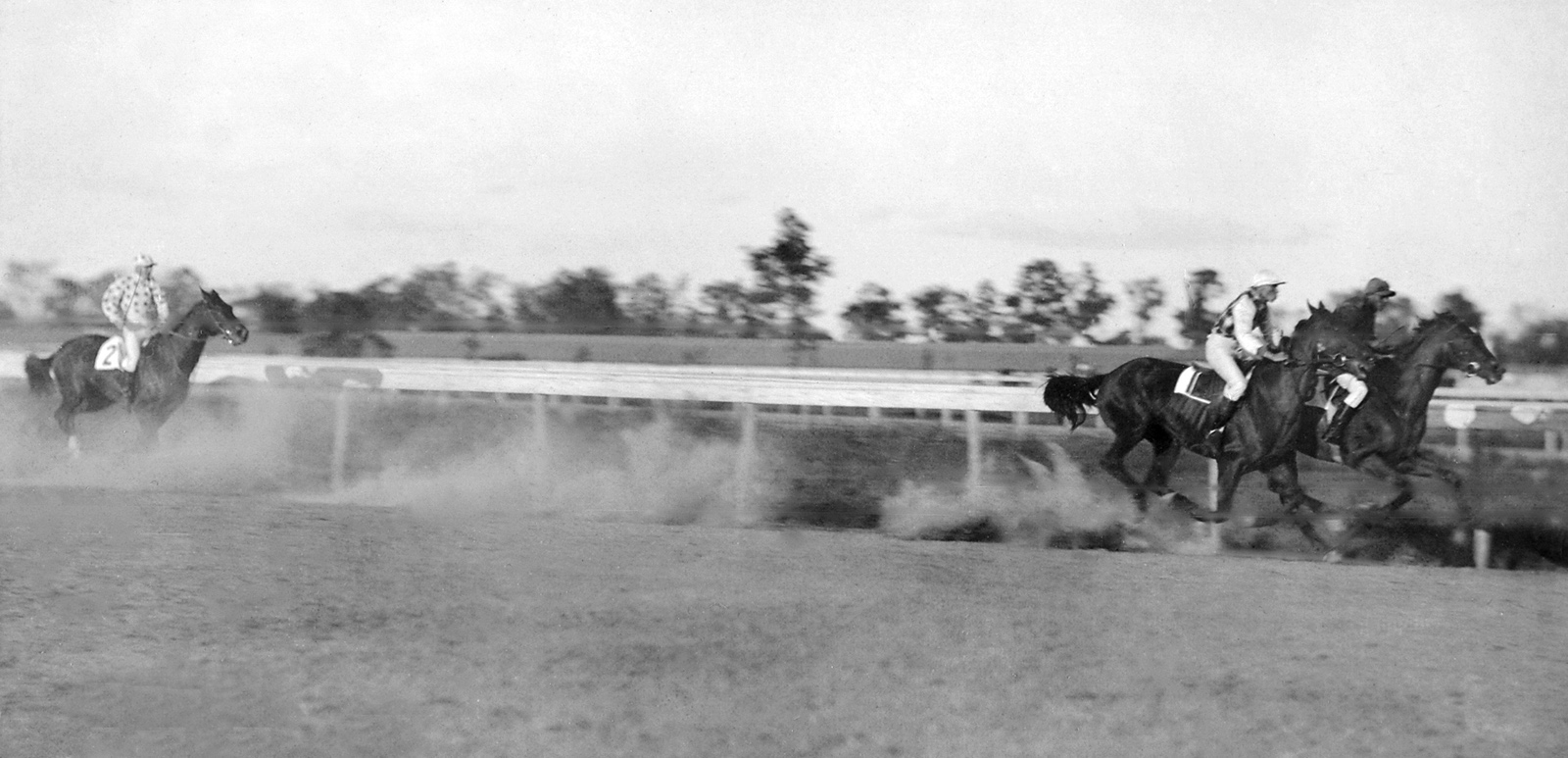 Henry of Navarre leading in his match race with Clifford (in 2nd) and Domino (in 3rd) at Morris Park on Oct. 6, 1894 (Keeneland Library Hemment Collection)