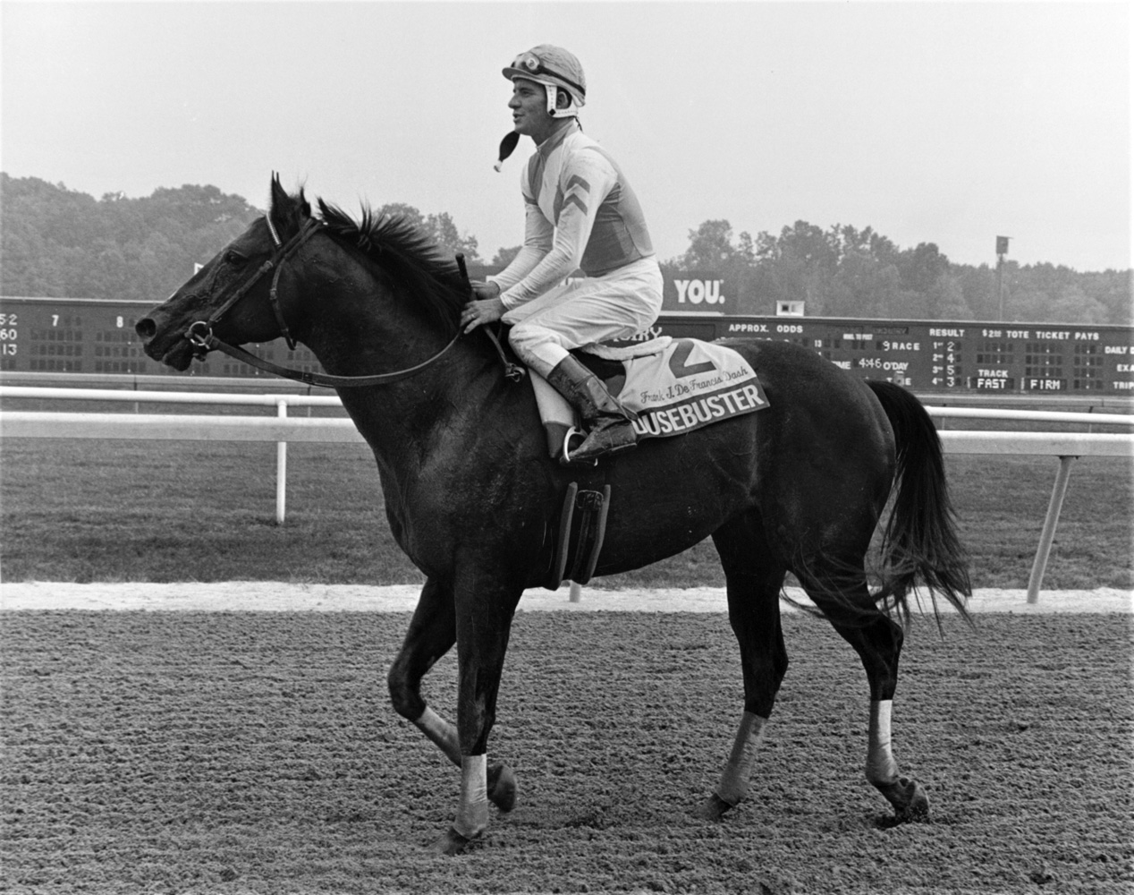 Housebuster (Craig Perret up) at the 1991 Frank J. DeFrancis Memorial Dash at Laurel Park (Keeneland Library Thoroughbred Times Collection)