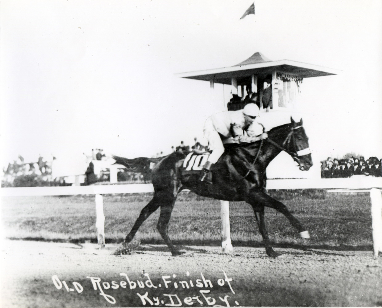 Old Rosebud (John McCabe up) winning the 1914 Kentucky Derby (Museum Collection)