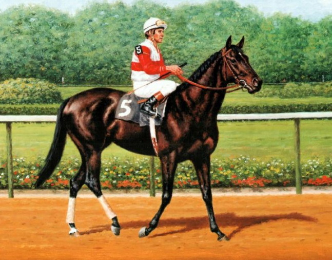 Painting of Ruffian with Jacinto Vasquez up by Richard Stone Reeves