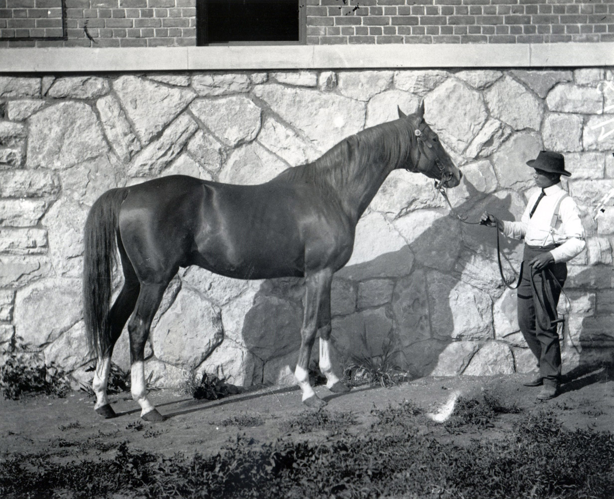 Salvator and an unidentified handler (Keeneland Library McClure Collection/Museum Collection)