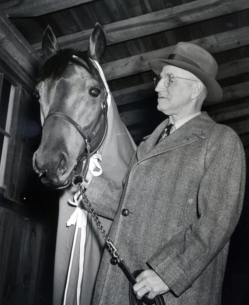 Seabiscuit with Tom Smith at Pimlico, 1938 (Keeneland Library Morgan Collection/Museum Collection)