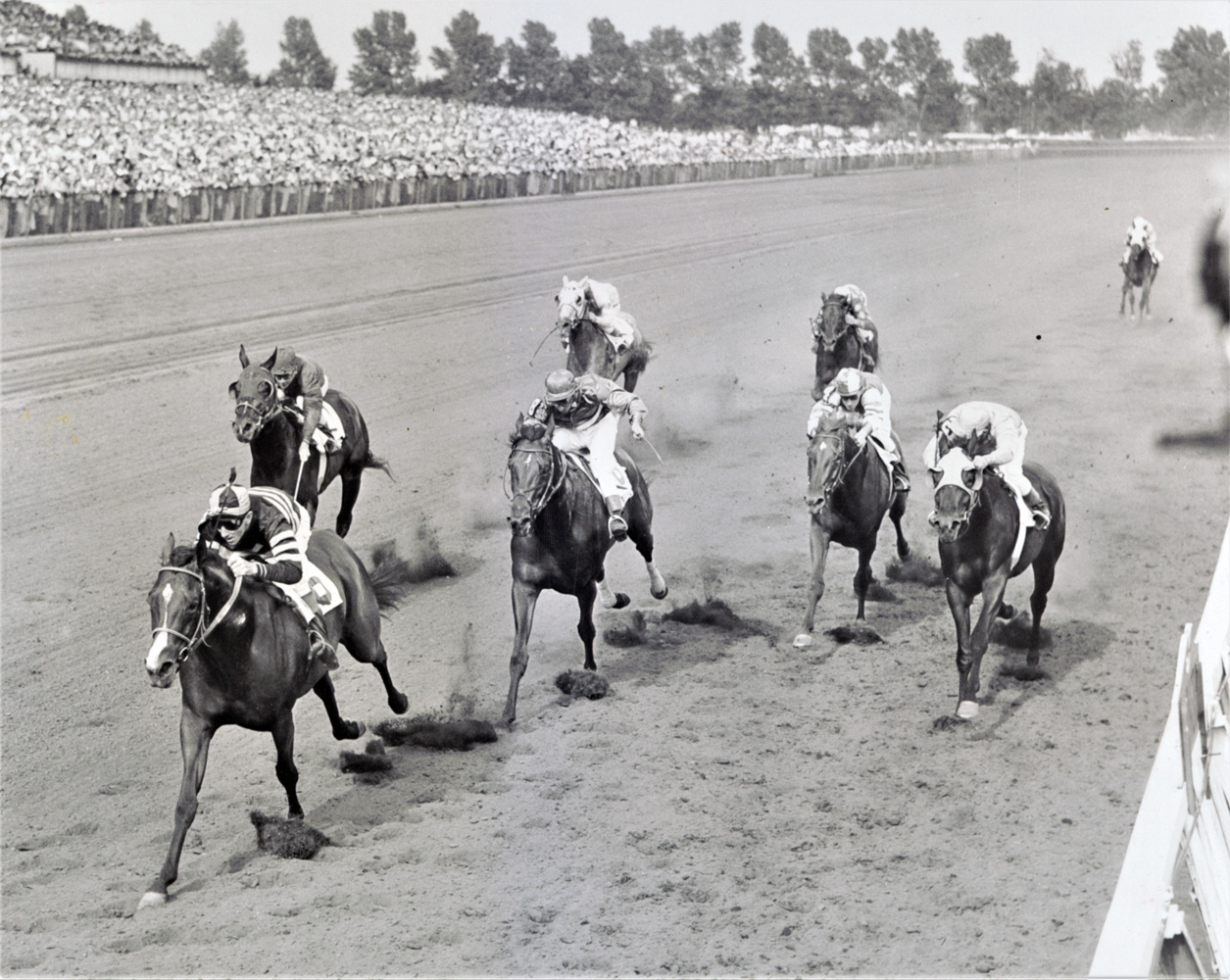 Swoon's Son (Dave Erb up) winning the 1956 Arlington Classic (Keeneland Library Thoroughbred Times Collection)