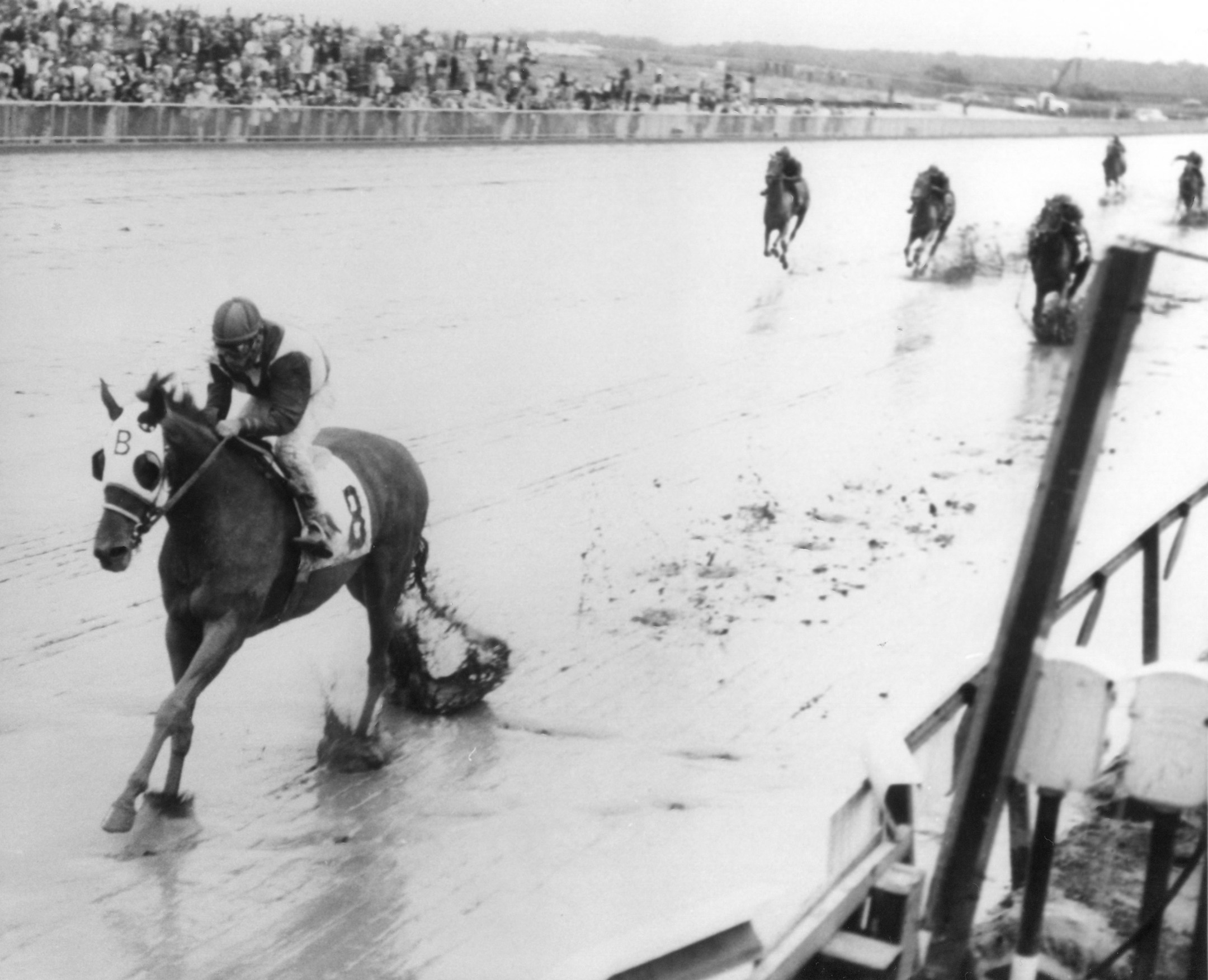 Tosmah (Sam Boulmetis up) winning the 1963 Mermaid Handicap at Atlantic City Race Course (Turfotos/Museum Collection)