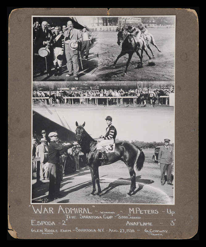 War Admiral win composite photograph, 1938 Saratoga Cup (Turf Pix)