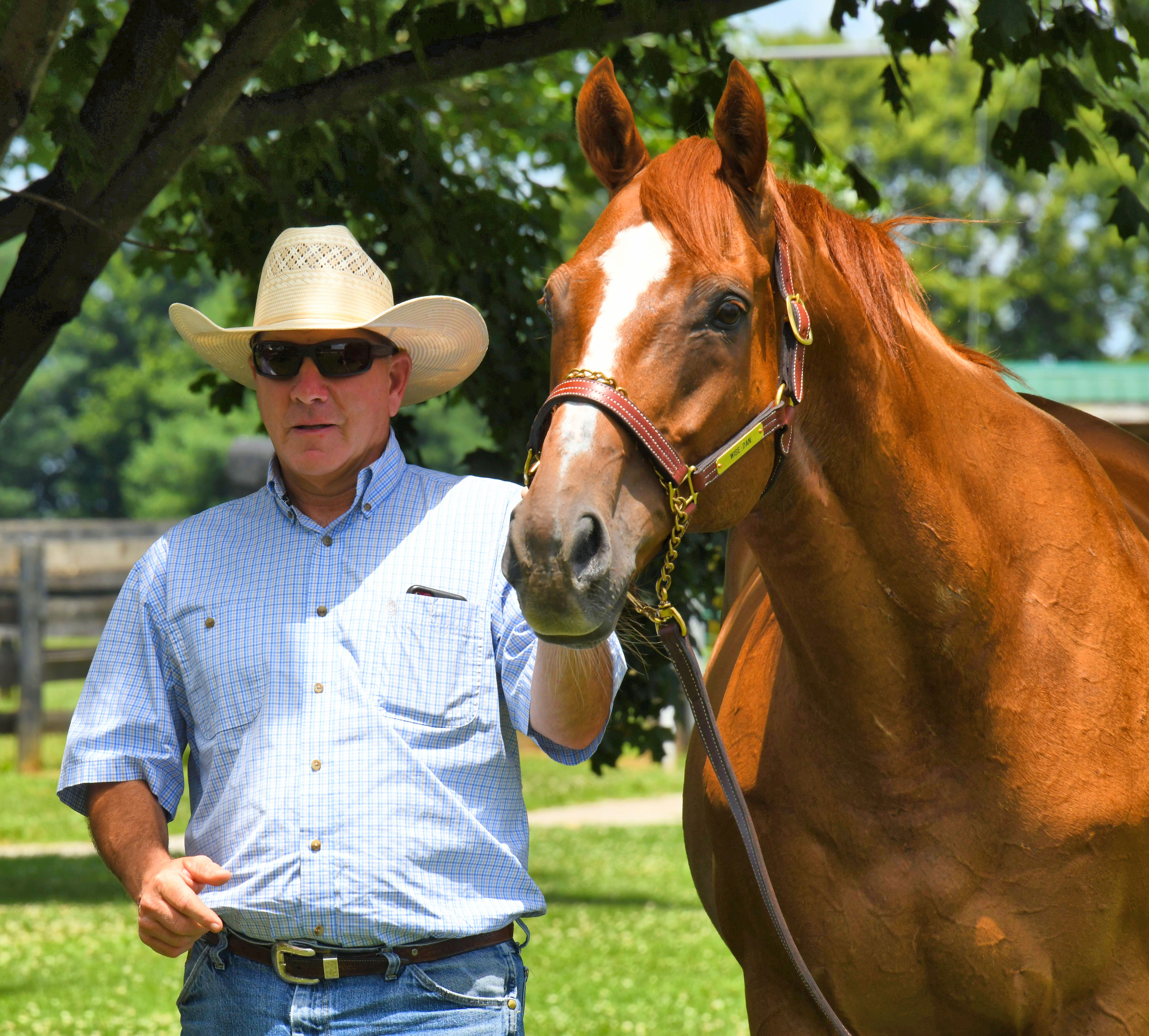 Wise Dan and trainer Charles LoPresti at Old Friends, Georgetown, KY., 2019 (Laura Battles)
