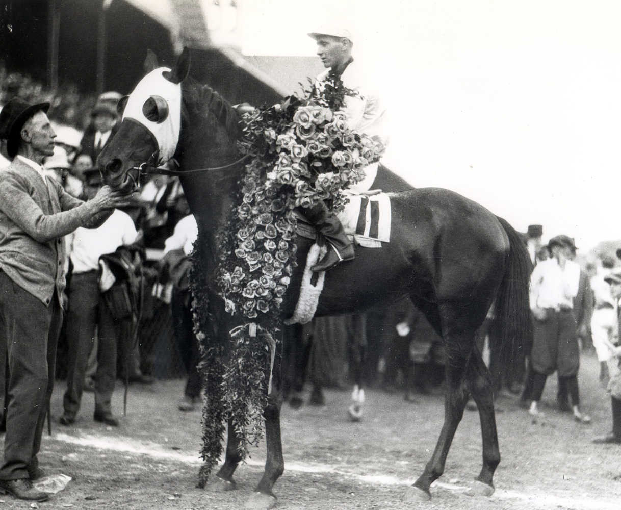 Zev (Earl Sande up) in the winner's circle for the 1923 Kentucky Derby (Churchill Downs Inc./Kinetic Corp. /Museum Collection)