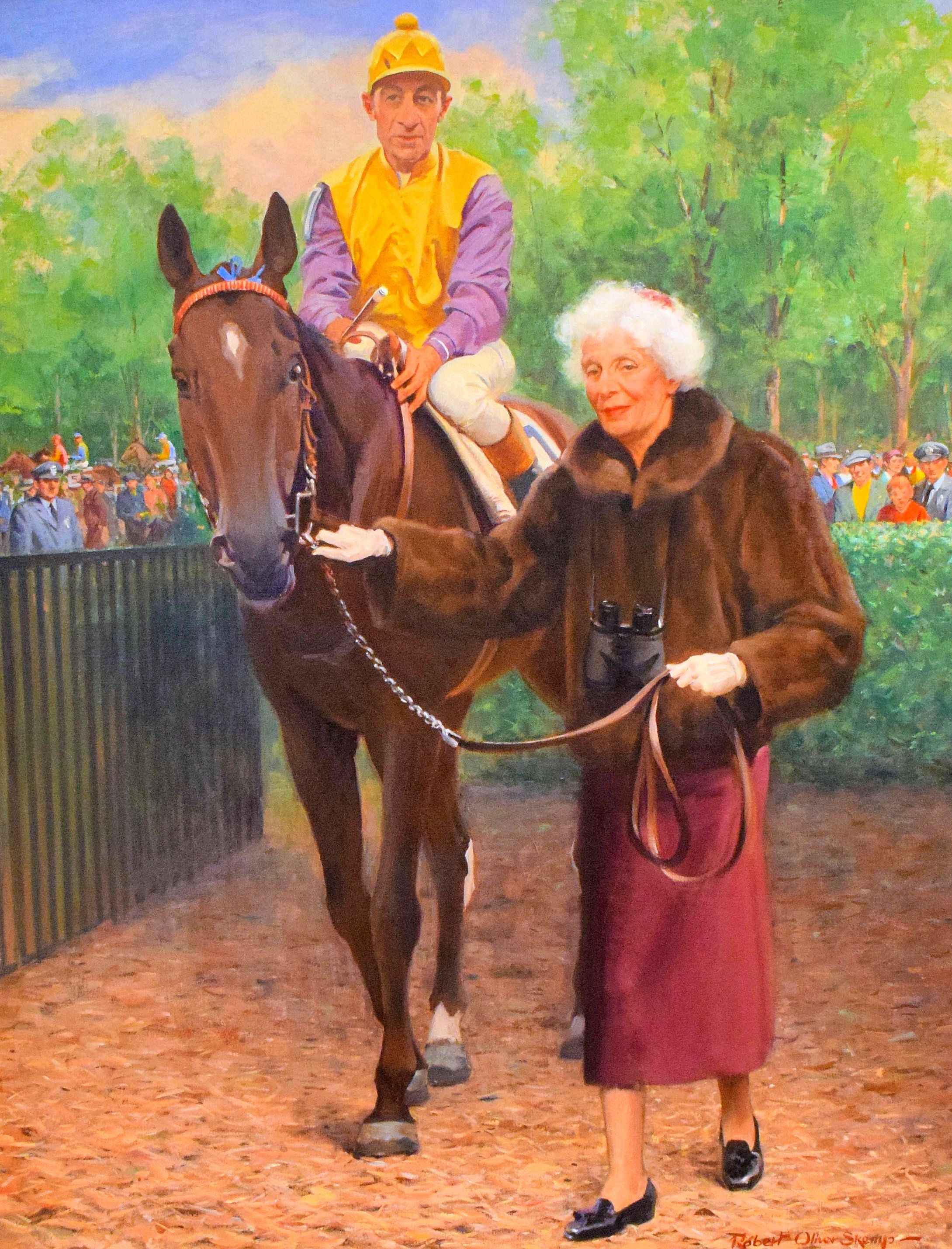 Painting of Bold Ruler (Eddie Arcaro up) and Gladys Mills Phipps by Robert Oliver Skemp (Museum Collection)