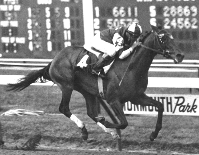Gallant Bloom (Braulio Baeza up) winning the 1969 Monmouth Oaks (Jim Raftery Turfotos/Museum Collection)