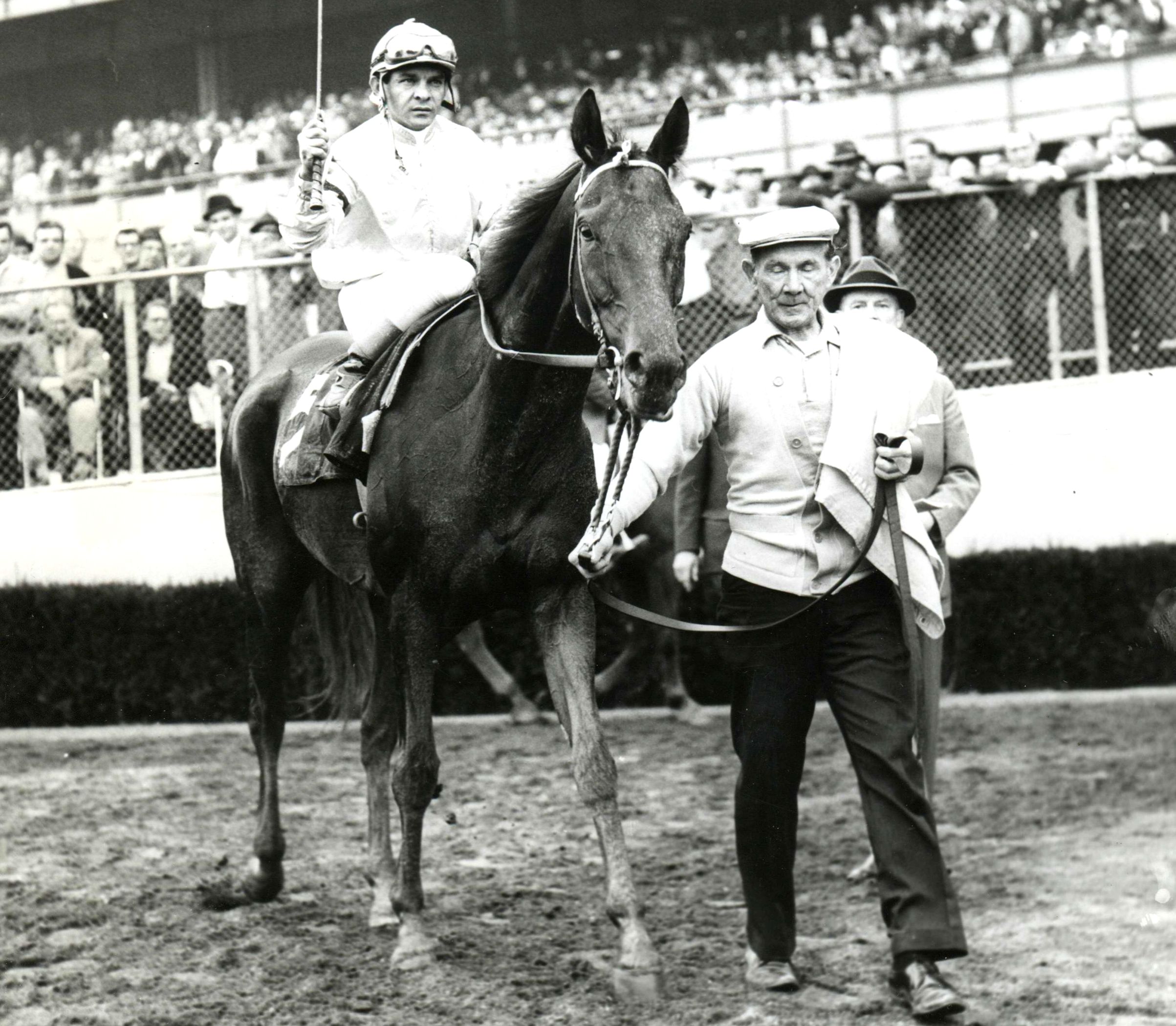 Kelso (Ismael Valenzuela up) after winning the 1962 Woodward at Aqueduct (Museum Collection)
