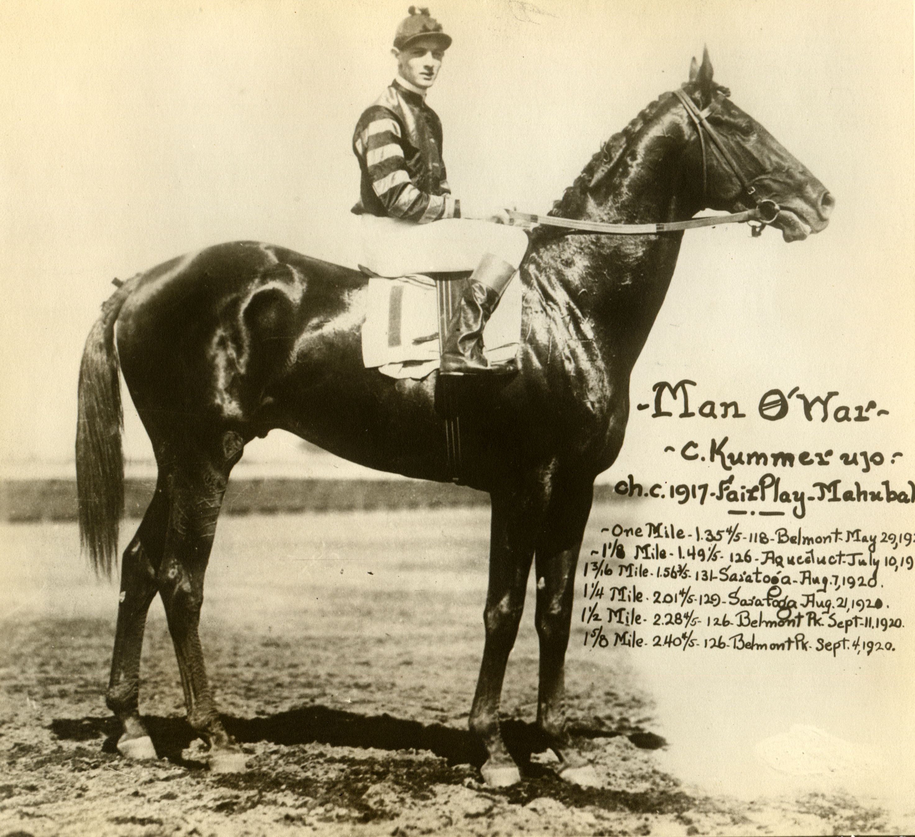 Man o' War with Clarence Kummer up (C. C. Cook/Museum Collection)