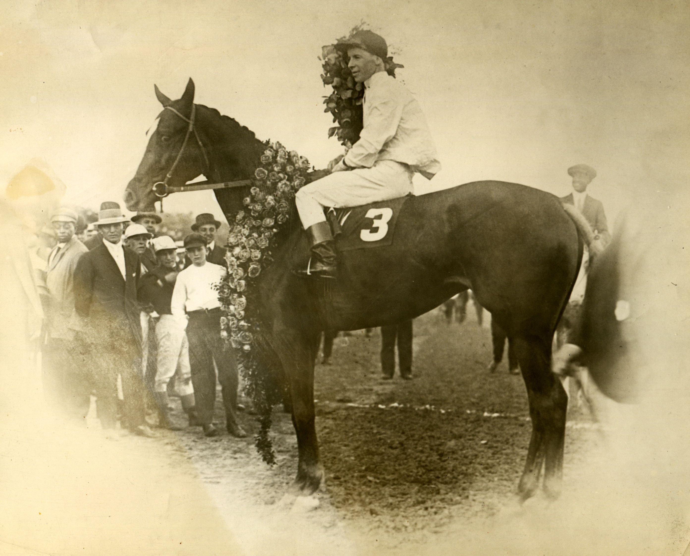 Regret (Joe Notter up) in the winner's circle for the 1915 Kentucky Derby (Caulfield & Shook/Museum Collection)
