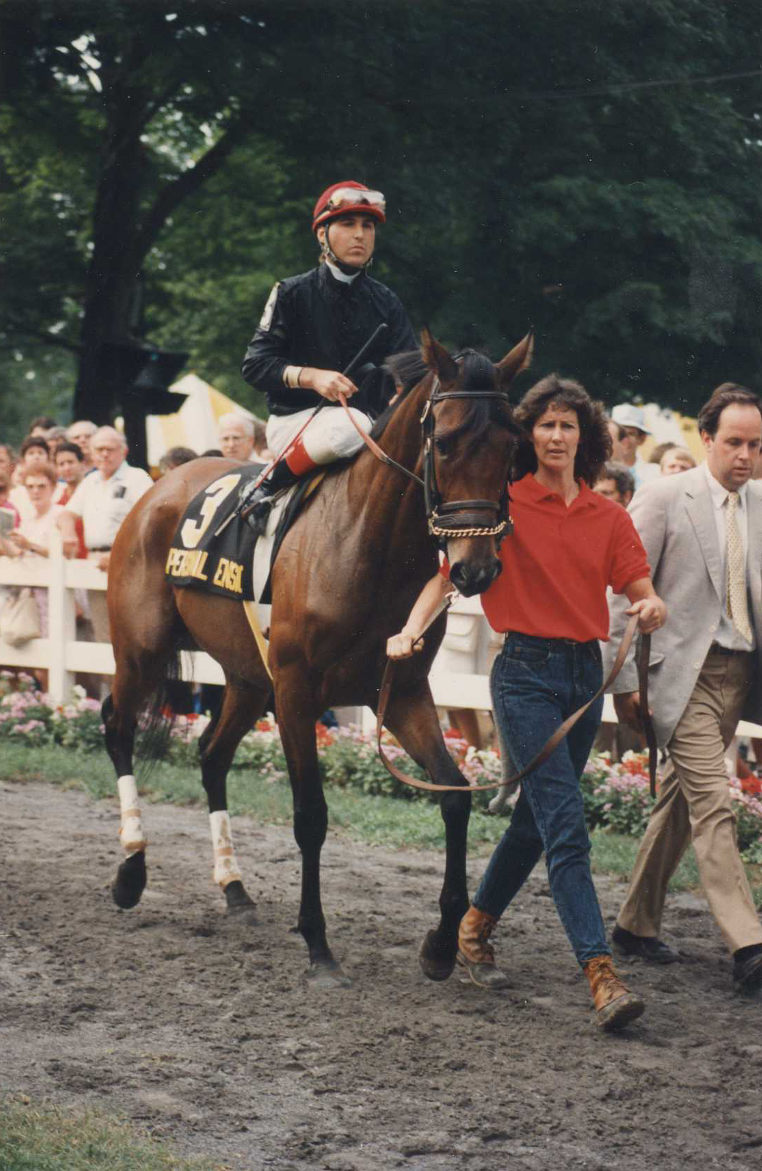Randy Romero and Personal Ensign in the post parade for the 1988 Whitney at Saratoga (Barbara D. Livingston/Museum Collection)