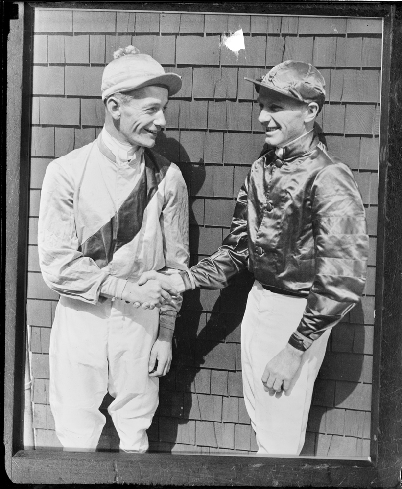 Buddy Ensor and Earl Sande at Jamaica Racetrack on Long Island, April 1932 (Courtesy of the Boston Public Library, Leslie Jones Collection)