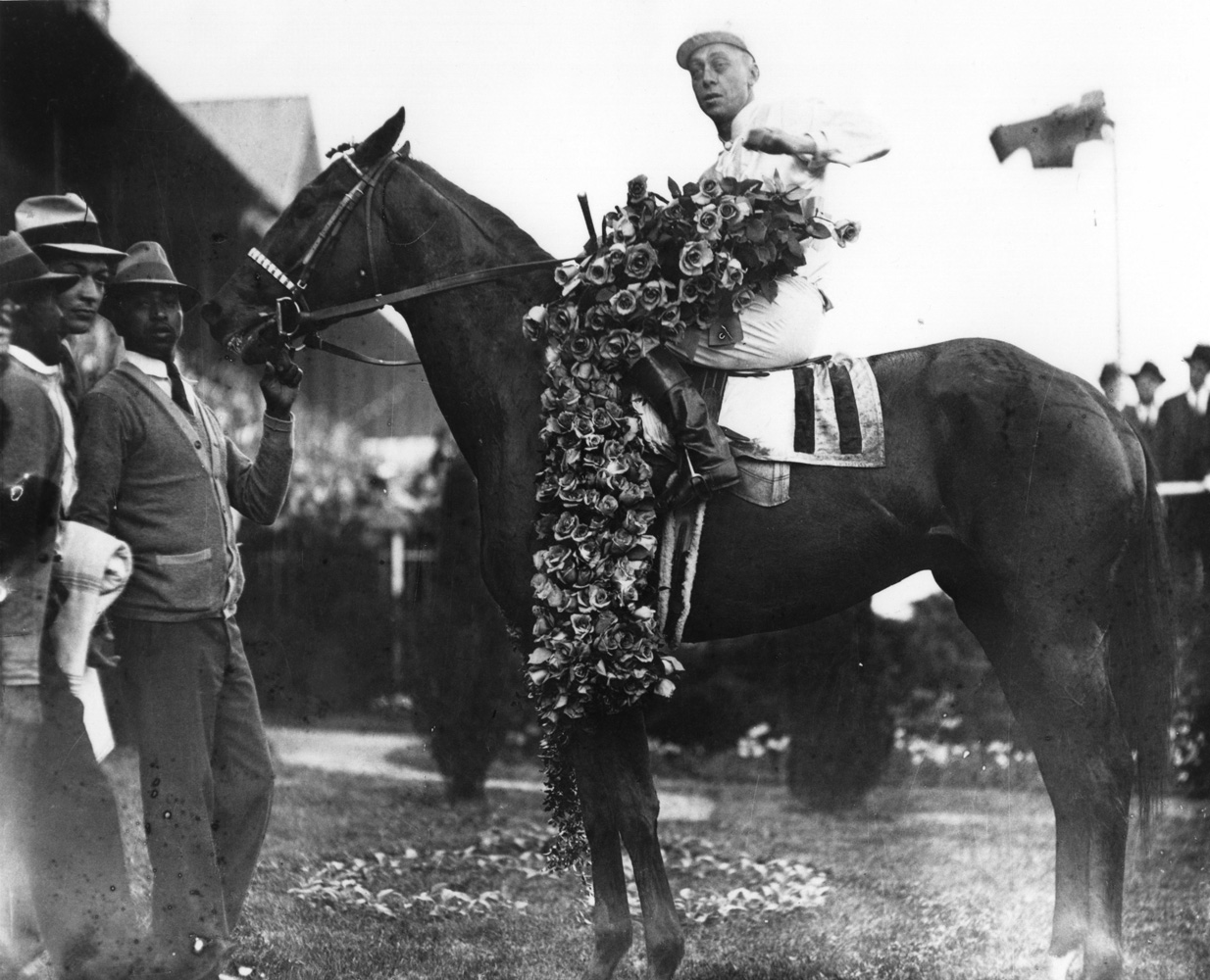 Mack Garner and Cavalcade in the winner's circle for the 1934 Kentucky Derby (Churchill Downs Inc./Kinetic Corp. /Museum Collection)