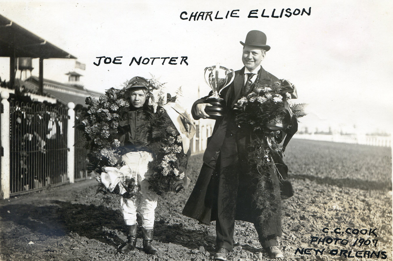 Joe Notter and Charlie Ellison after winning a race in New Orleans in 1907 (C. C. Cook/Museum Collection)