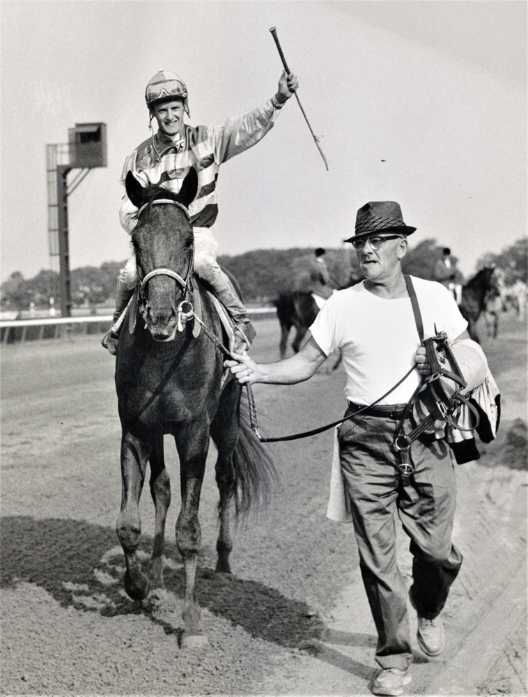 John Sellers and Carry Back after winning the 1961 Jerome Handicap at Belmont Park (Keeneland Library Morgan Collection)