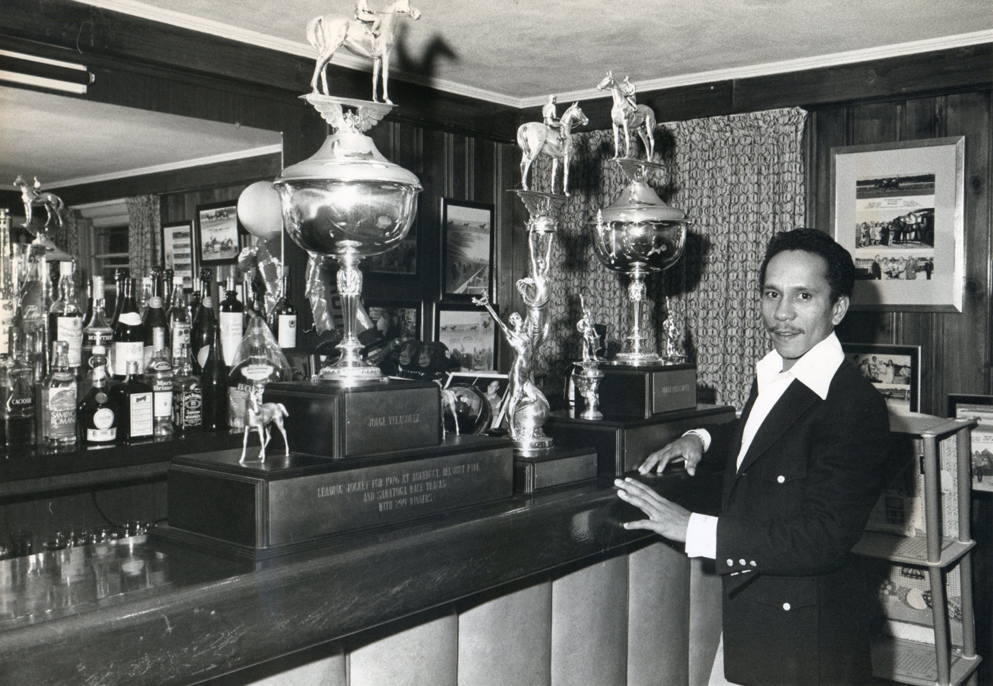 Jorge Velasquez at home with his trophies and awards (Museum Collection)