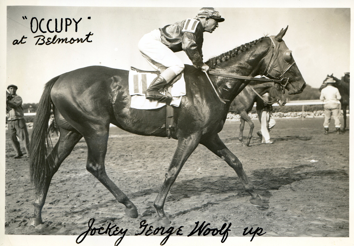 George Woolf and Occupy after winning the 1943 Belmont Futurity (Museum Collection)