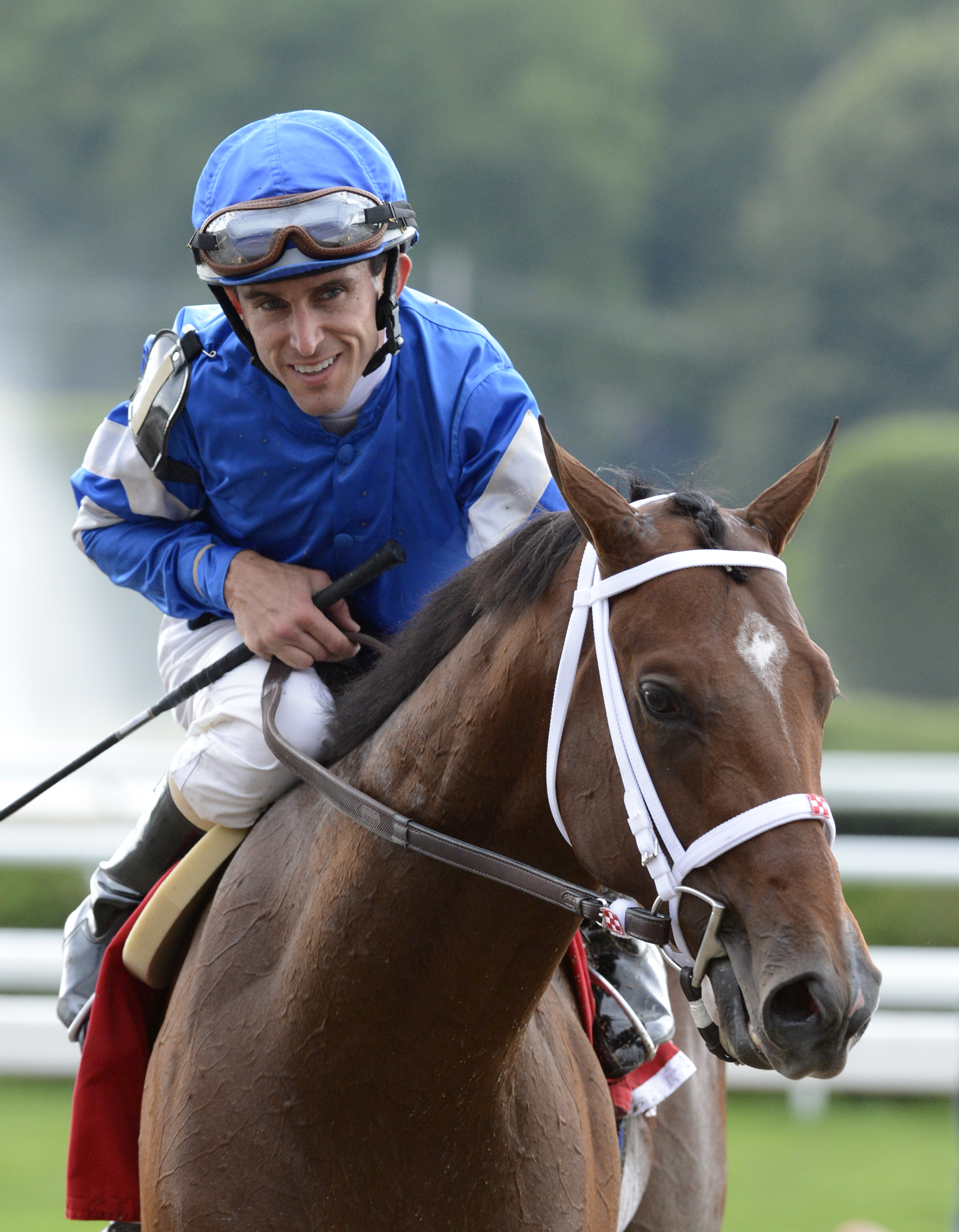 Ramon Dominguez and Alpha after winning the 2012 Jim Dandy at Saratoga (Skip Dickstein)