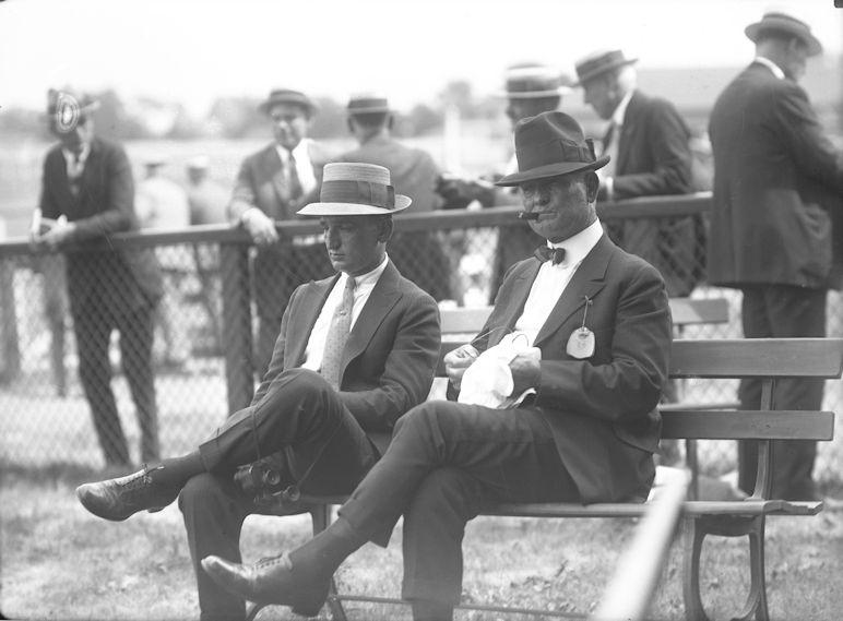 Vincent Powers and trainer James Rowe, Sr. (Keeneland Library Cook Collection)