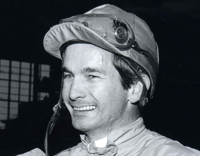 Bill Shoemaker after winning on Princess Endeavor on Febuary 11, 1969 at Santa Anita (Bill Mochon/Museum Collection)