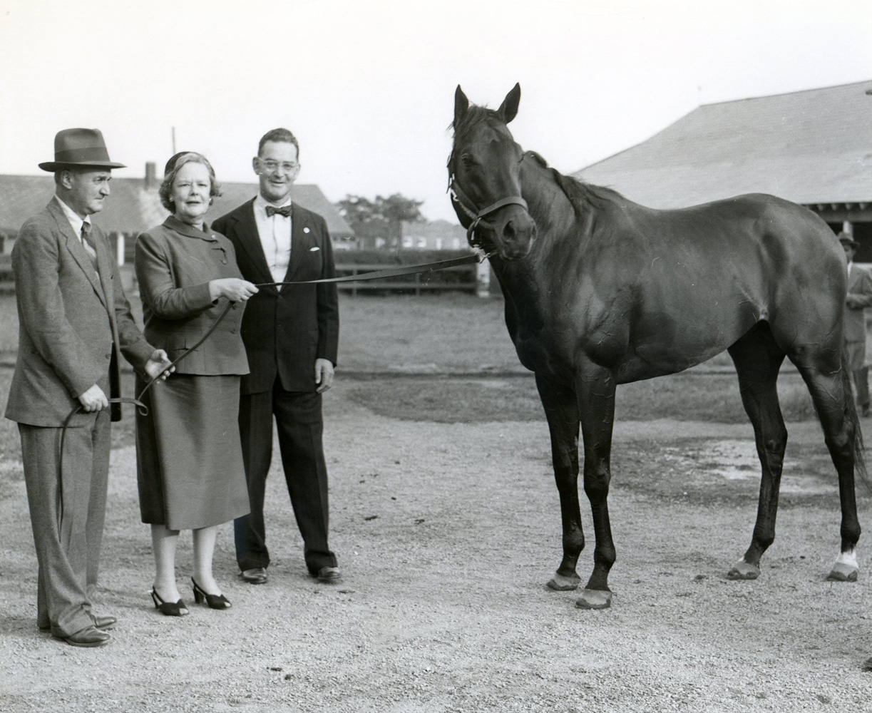 Trainer John Gaver with owners Joan Whitney Payson and John Hay Whitney and Hall of Fame horse Tom Fool (Bert and Richard Morgan/Museum Collection)