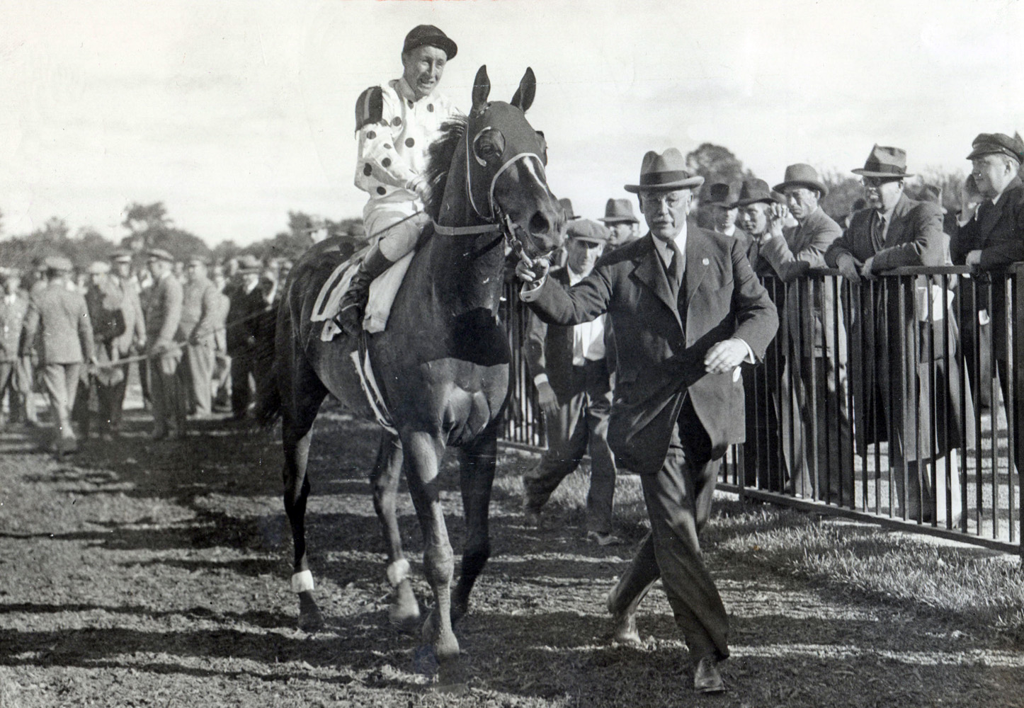 William Woodward, Sr. leads in Granville (James Stout up) after winning a race (Museum Collection)