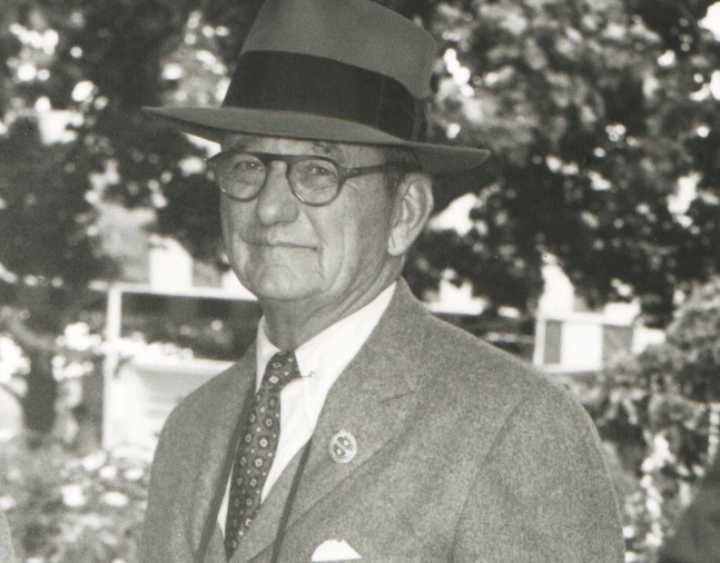 Preston M. Burch at Belmont Park, May 1949 (Keeneland Library Morgan Collection/Museum Collection)