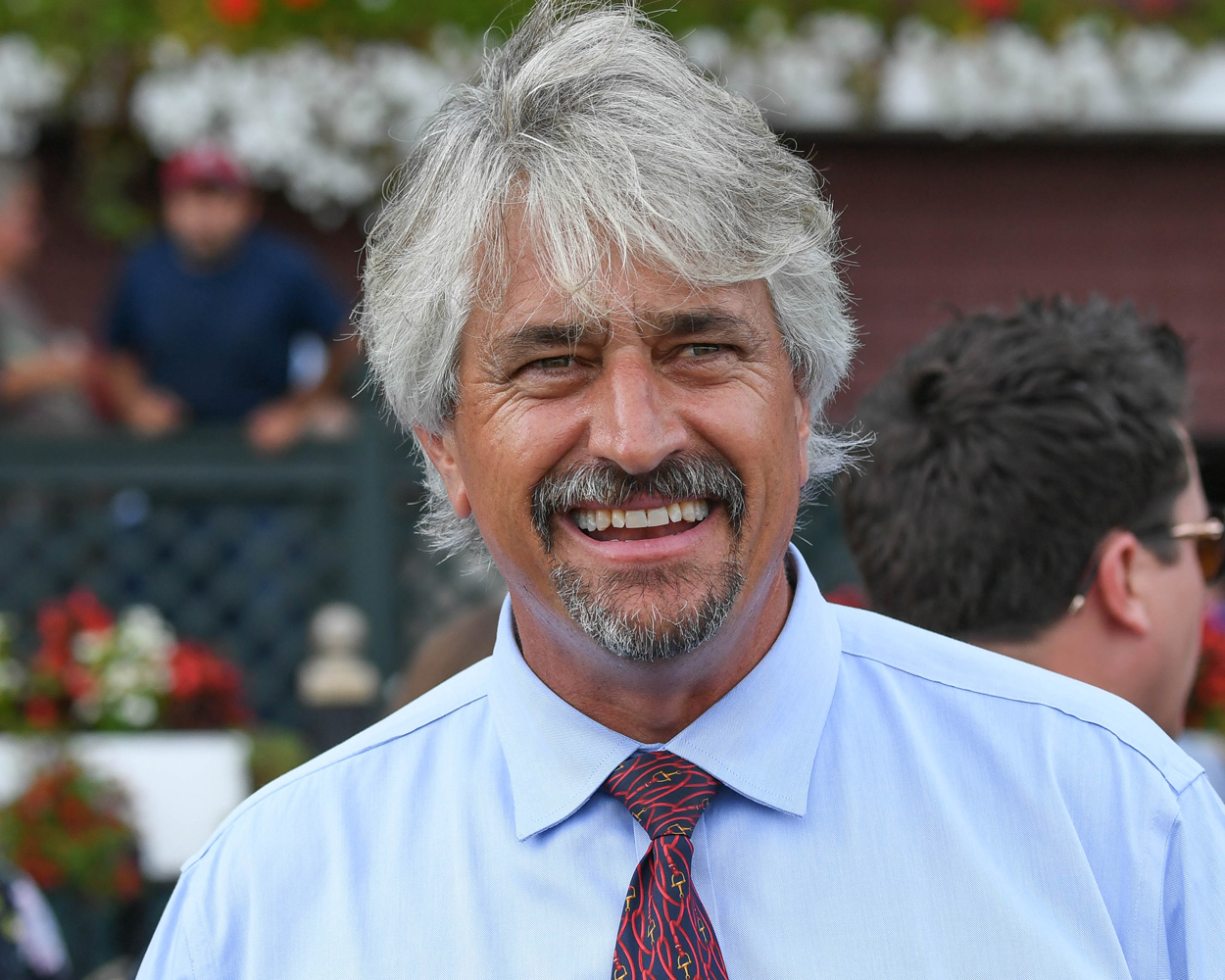 Steve Asmussen after winning the 2019 Hopeful Stakes with Basin at Saratoga Race Course (Bob Mayberger)