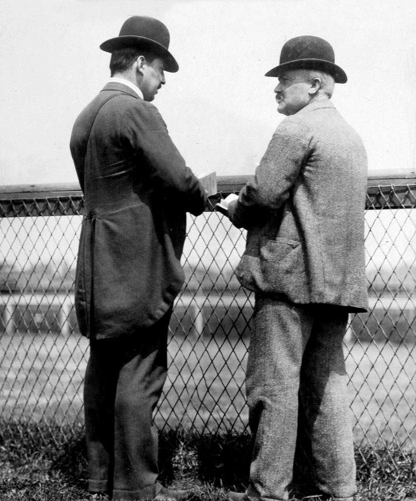 Matthew Byrnes (on right) in an undated photograph (Keeneland Library Hemment Collection)