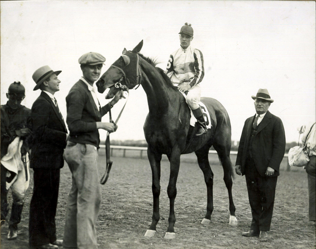 Hirsch Jacobs (far left) in the winner's circle at Oriental Park in 1927 (Museum Collection)