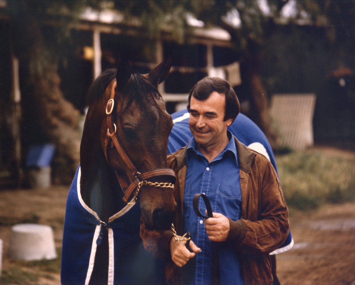 John Henry and trainer Ron McAnally at Hollywood Park in 1981 (Katey Barrett/Museum Collection)