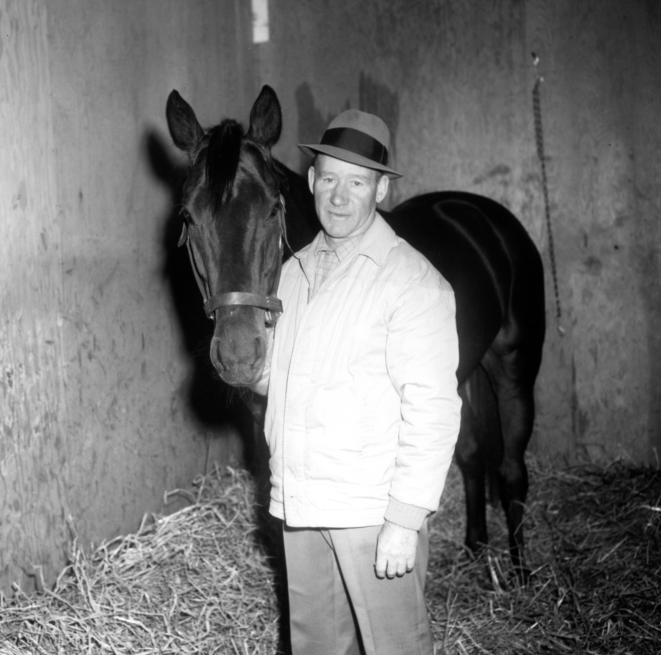 Burley Park with Garwol at Aqueduct, April 1961 (Keeneland Library Morgan Collection/Museum Collection)