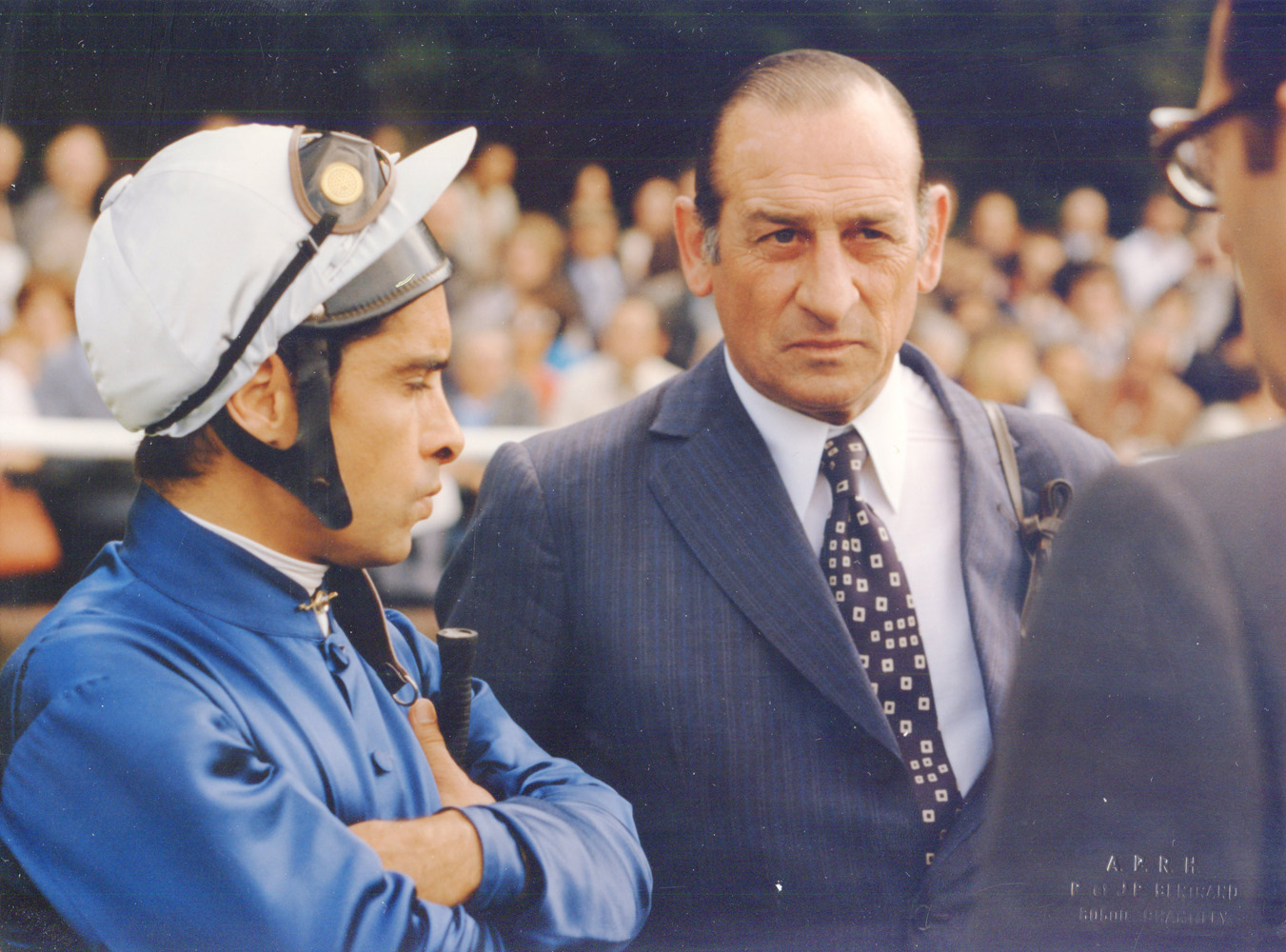 Jockey Yves Saint Martin and trainer Angel Penna, Sr. at Chantilly, December 1977 (A. P. R. H. Bertrand/Museum Collection)