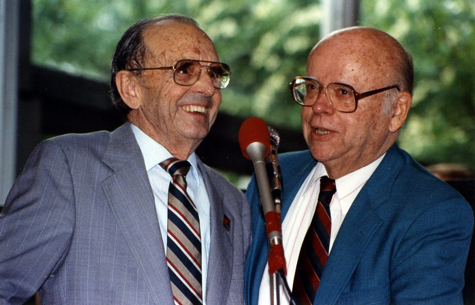 Woody Stephens and Harvey Pack  at Belmont Park for the unveiling of "Woody's Corner," June 1992 (Barbara D. Livingston/Museum Collection)