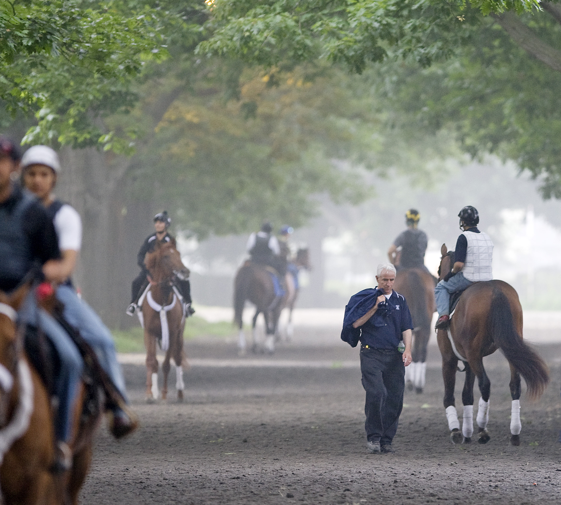 Nick Zito on the horse path at Belmont Park, June 2010 (Barbara D. Livingston)